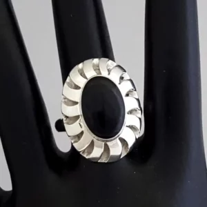 Native American Basket Semiprecious Stone Silver Rings