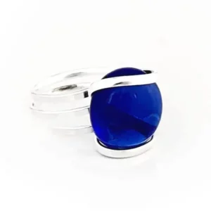 Ocean Glass Candy Silver Cocktail Rings