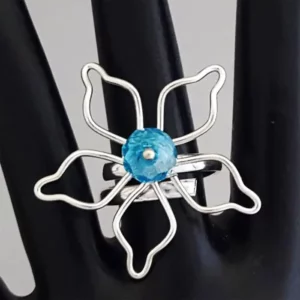 Art Deco Crystal Silver Flower Rings