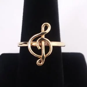 Clef Note Gold Symbol Ring in Golden Bronze