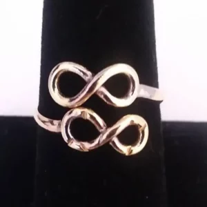 Double Infinity Golden Bronze Adjustable Symbol Ring