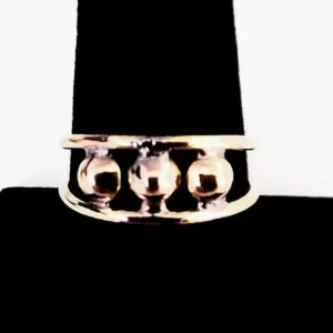 Three Ball Golden Bronze Symbol Ring