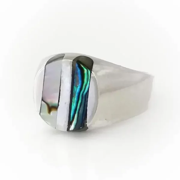 Men's Blue Pacific Abalone Silver Rings - Image 6