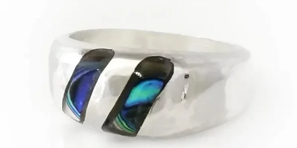 Men's Blue Pacific Abalone Silver Rings