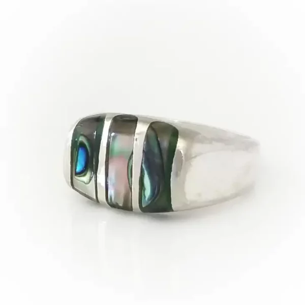Men's Blue Pacific Abalone Silver Rings - Image 5