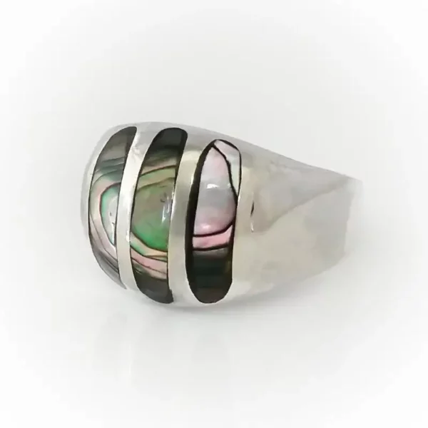 Men's Blue Pacific Abalone Silver Rings - Image 2