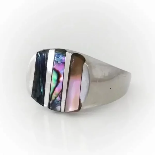 Men's Blue Pacific Abalone Silver Rings - Image 3