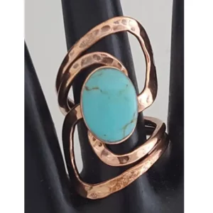 Semiprecious Stone Pure Healing Copper Art Nouveau Rings