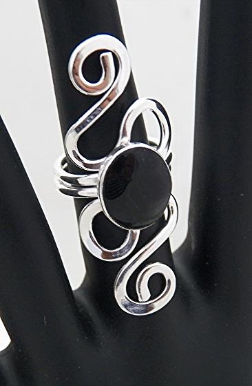 Semiprecious Stone Art Nouveau Hammered Silver Rings - Image 10