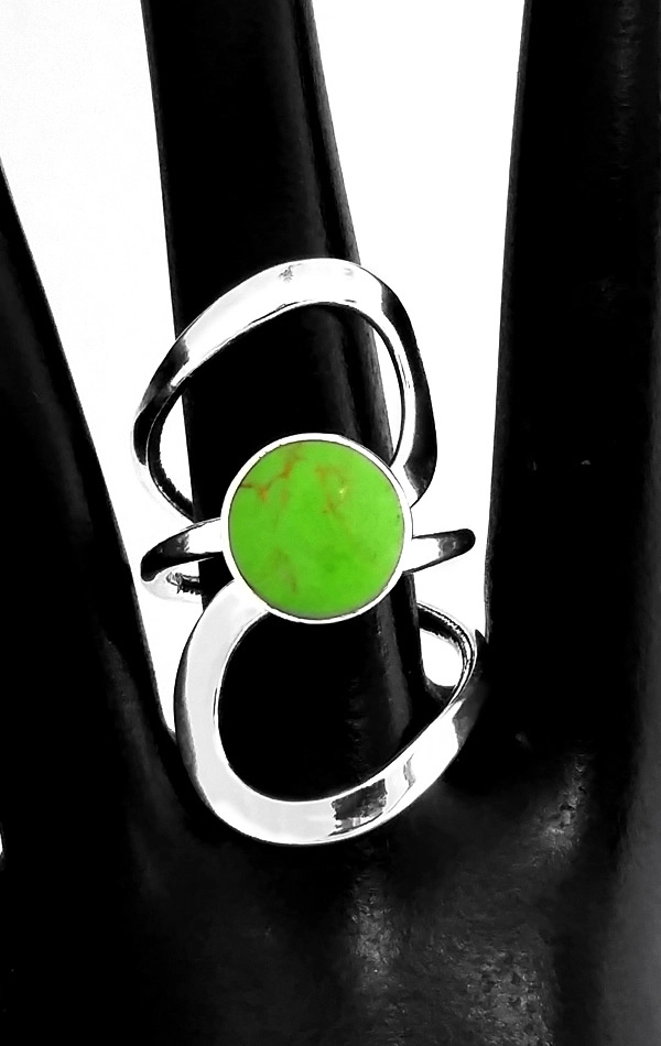 Semiprecious Stone Art Nouveau Hammered Silver Rings - Image 7