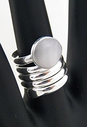 Semiprecious Stone Art Nouveau Hammered Silver Rings - Image 6