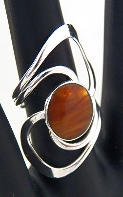 Semiprecious Stone Art Nouveau Hammered Silver Rings - Image 16