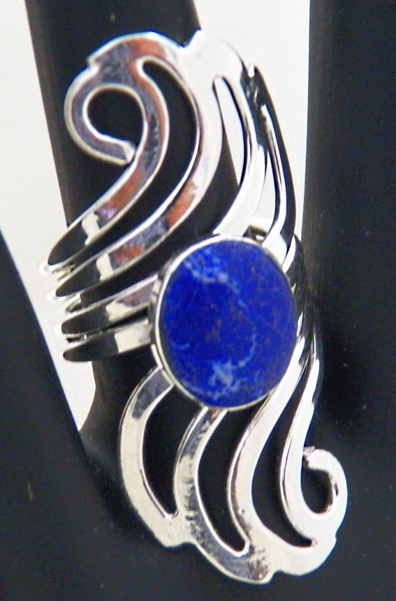 Semiprecious Stone Art Nouveau Hammered Silver Rings - Image 15