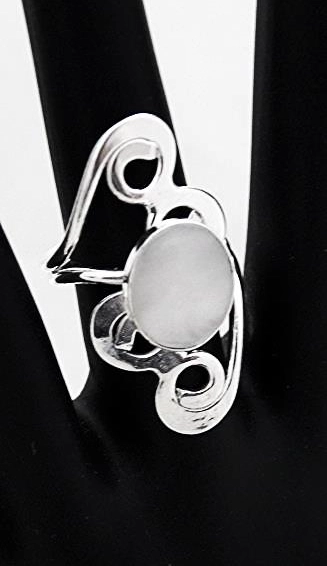 Semiprecious Stone Art Nouveau Hammered Silver Rings - Image 13