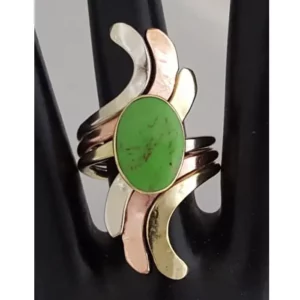 Semiprecious Stone Hammered Married Metals Statement Rings