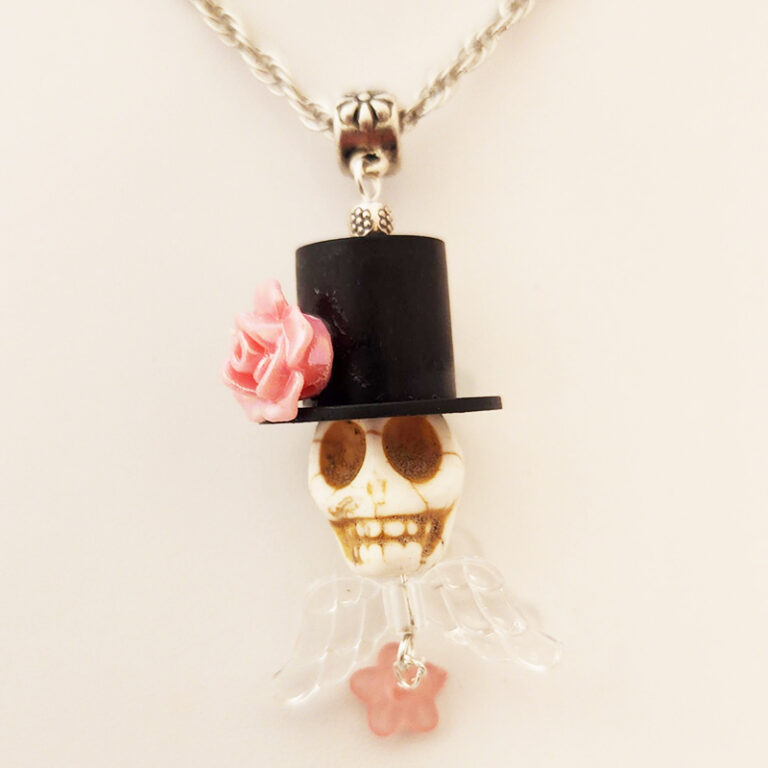 Day of the Dead Calavera Skull Totem Pendant and 18 Inch Chain