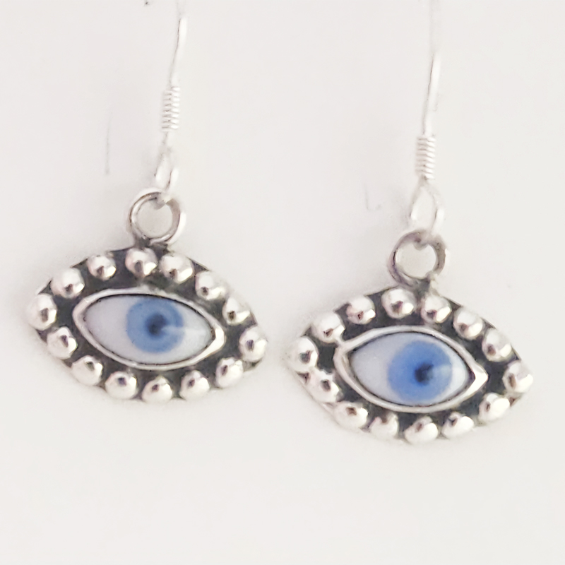 Sterling Silver Taxco .925 Hand-fired Divine Eye Earrings