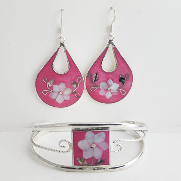 Mosaic Inlaid Adjustable Bracelet & Earring Set - Image 14