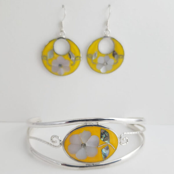 Mosaic Inlaid Adjustable Bracelet & Earring Set - Image 5