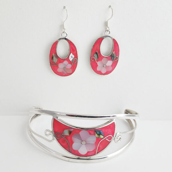 Mosaic Inlaid Adjustable Bracelet & Earring Set - Image 4