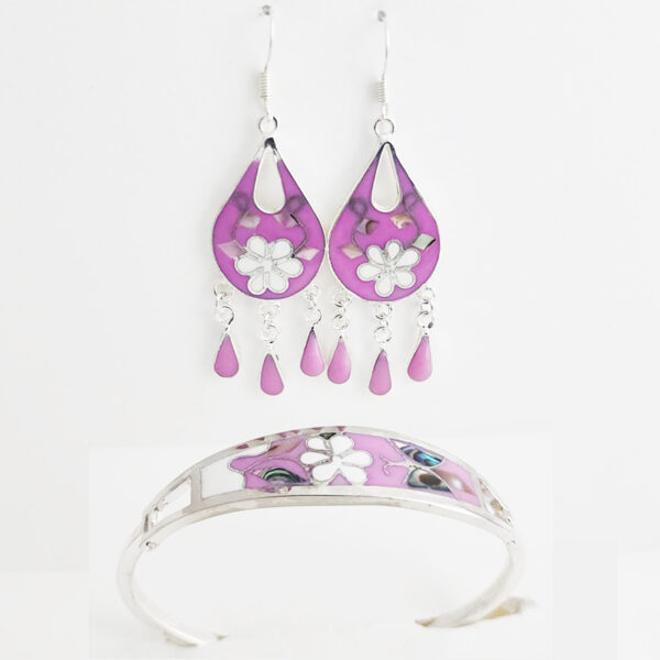 Mosaic Inlaid Adjustable Bracelet & Earring Set - Image 12