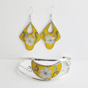 Mosaic Inlaid Adjustable Bracelet & Earring Set