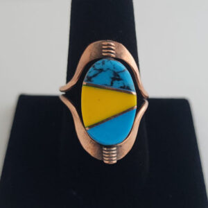 Large Semiprecious Stone Inlay Pure Healing Copper Flip Ring