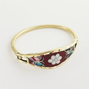 Diamond Cut Golden Bronze Margarita Inlaid Clip Bracelets