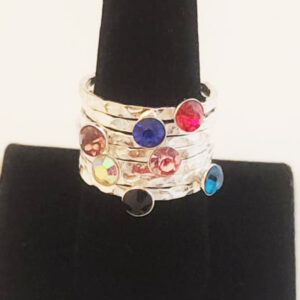 Roma Crystal Setting Semanario Good Luck Ring 7 Rings In One