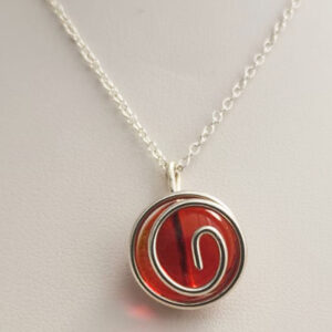 Ocean Glass Candy Silver Pendant with 18 Inch Silver Chain