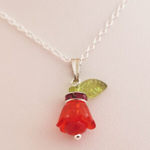 Crystal Tulip Pendant on 18 Inch Silver Chain