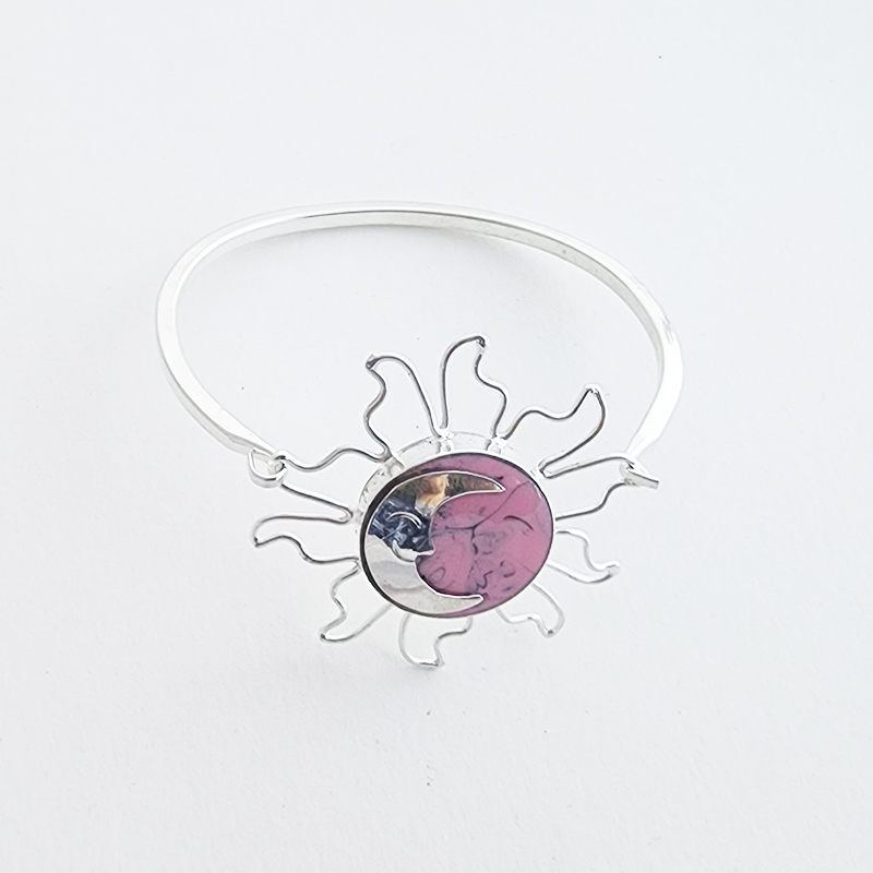 Man in the Moon Semi-Precious Stone Inlaid Silver Ring - Image 2