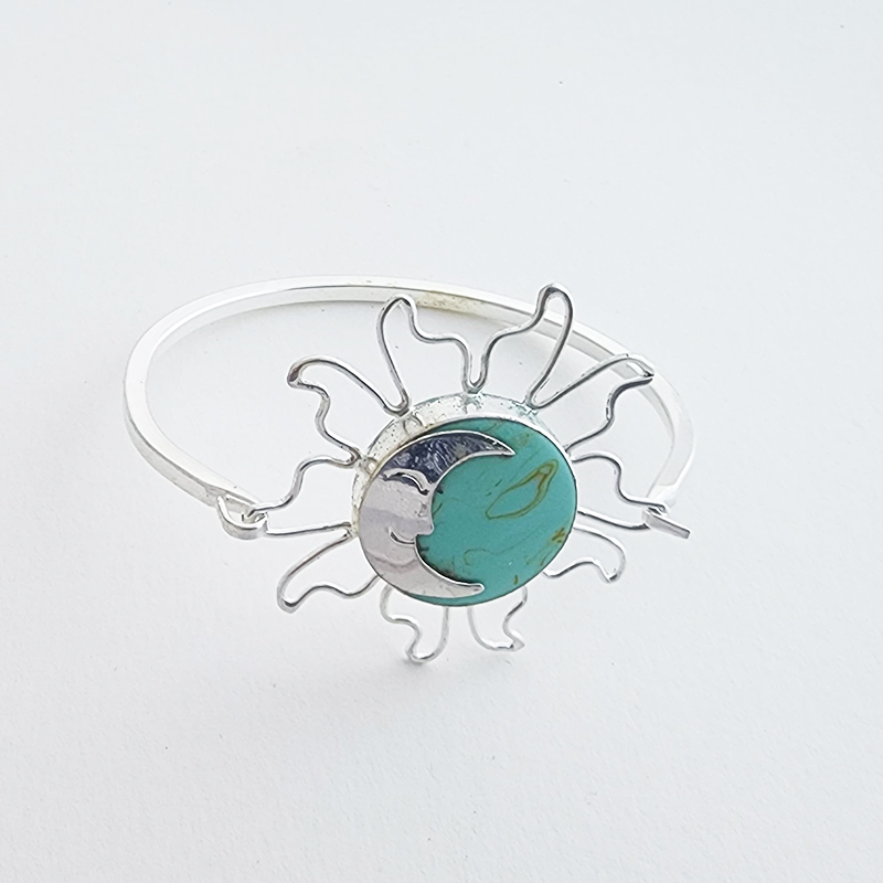 Man in the Moon Semi-Precious Stone Inlaid Silver Ring
