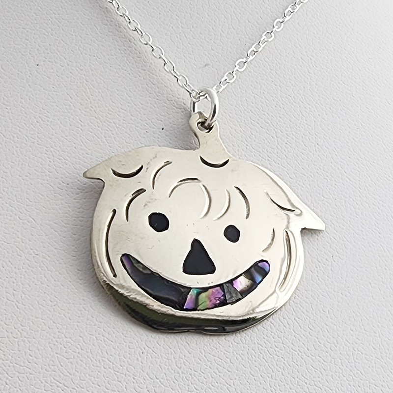 Abalone Inlaid Halloween Pendants on 18 Inch Silver Chain - Image 2