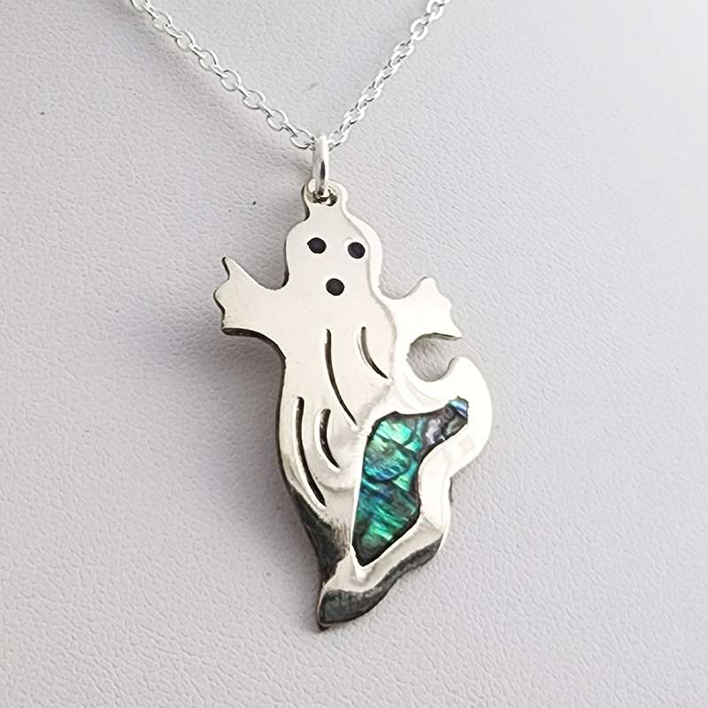 Abalone Inlaid Halloween Pendants on 18 Inch Silver Chain - Image 5