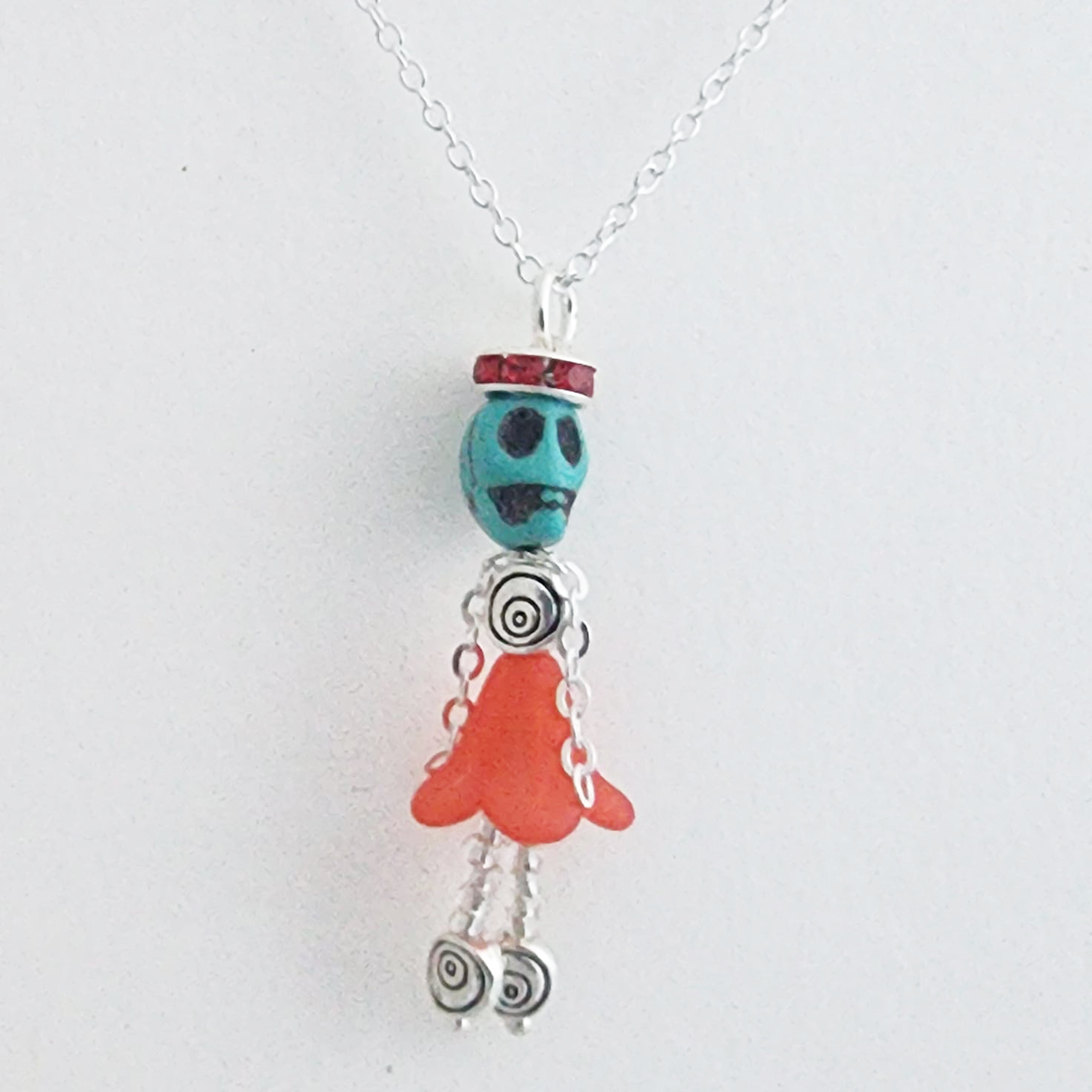 Day of the Dead Ballerina Pendants with 18 Inch Silver Chain - Image 4