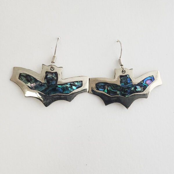 Abalone Inlaid Bat Earrings