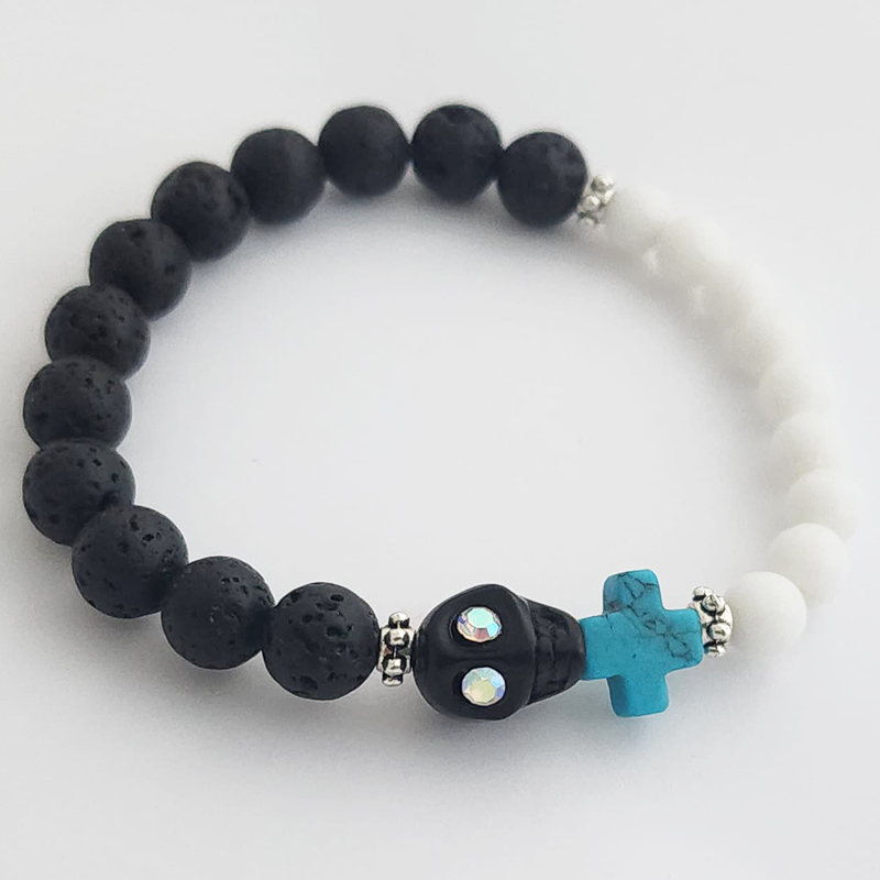 Hand Fired Mount Popo Day-of-the-Dead Semi-precious Stone Bracelet - Image 13