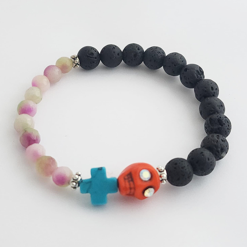 Hand Fired Mount Popo Day-of-the-Dead Semi-precious Stone Bracelet - Image 11