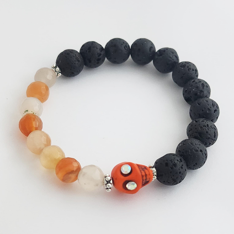 Hand Fired Mount Popo Day-of-the-Dead Semi-precious Stone Bracelet - Image 10