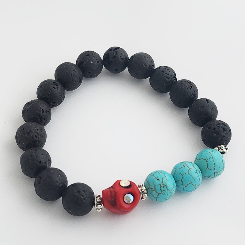 Hand Fired Mount Popo Day-of-the-Dead Semi-precious Stone Bracelet - Image 7