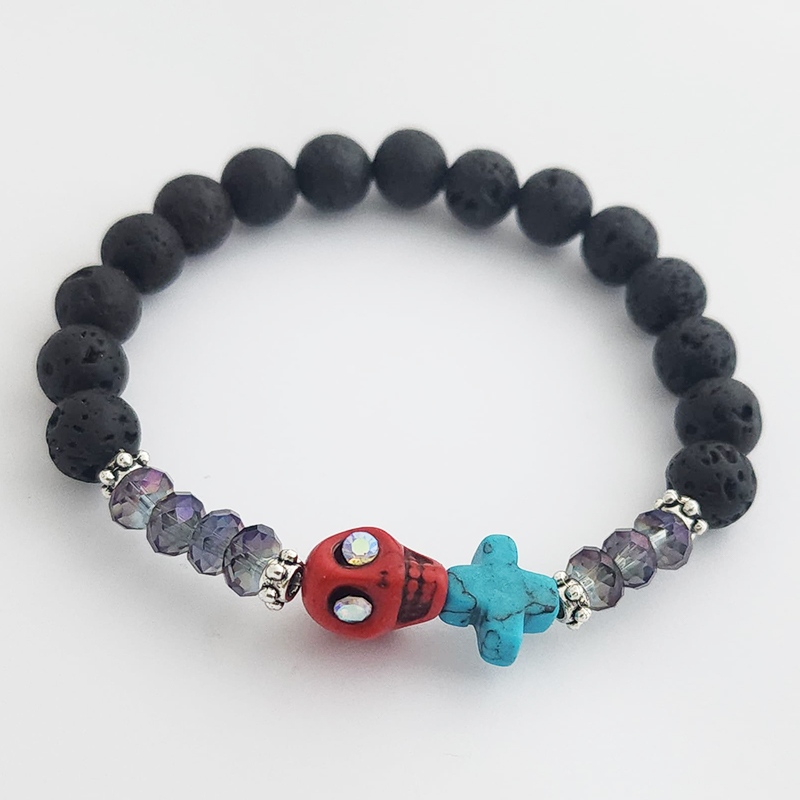 Hand Fired Mount Popo Day-of-the-Dead Semi-precious Stone Bracelet - Image 6