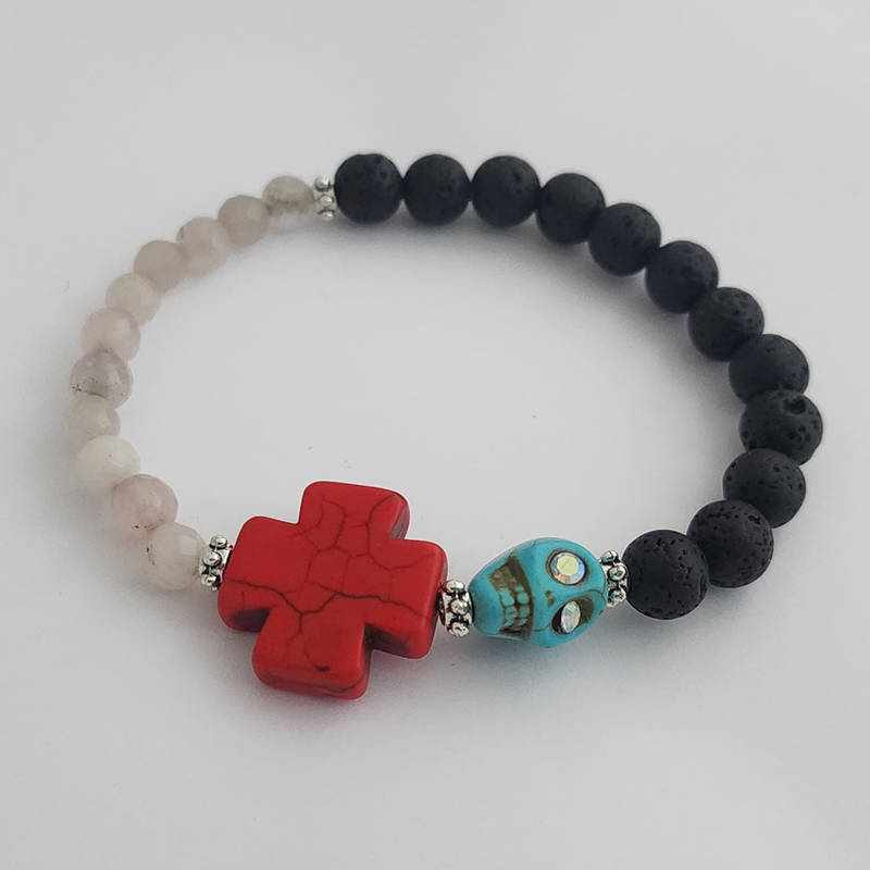 Hand Fired Mount Popo Day-of-the-Dead Semi-precious Stone Bracelet - Image 21