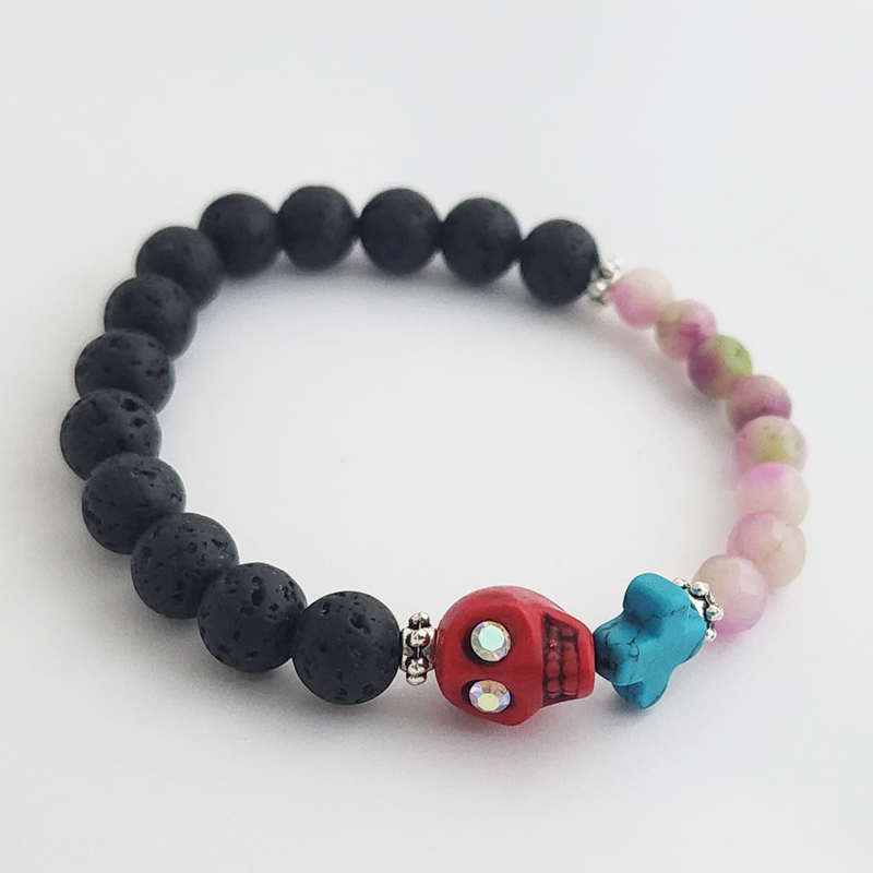 Hand Fired Mount Popo Day-of-the-Dead Semi-precious Stone Bracelet - Image 20