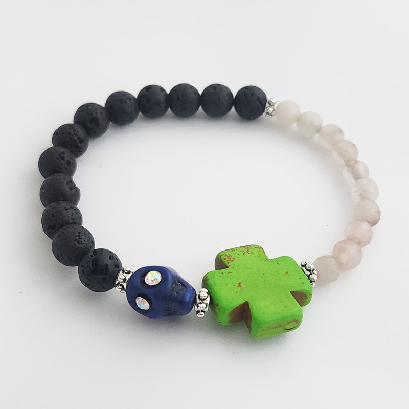 Hand Fired Mount Popo Day-of-the-Dead Semi-precious Stone Bracelet - Image 19