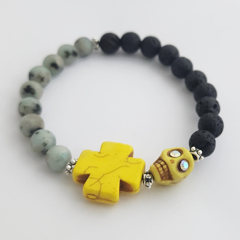 Hand Fired Mount Popo Day-of-the-Dead Semi-precious Stone Bracelet - Image 18
