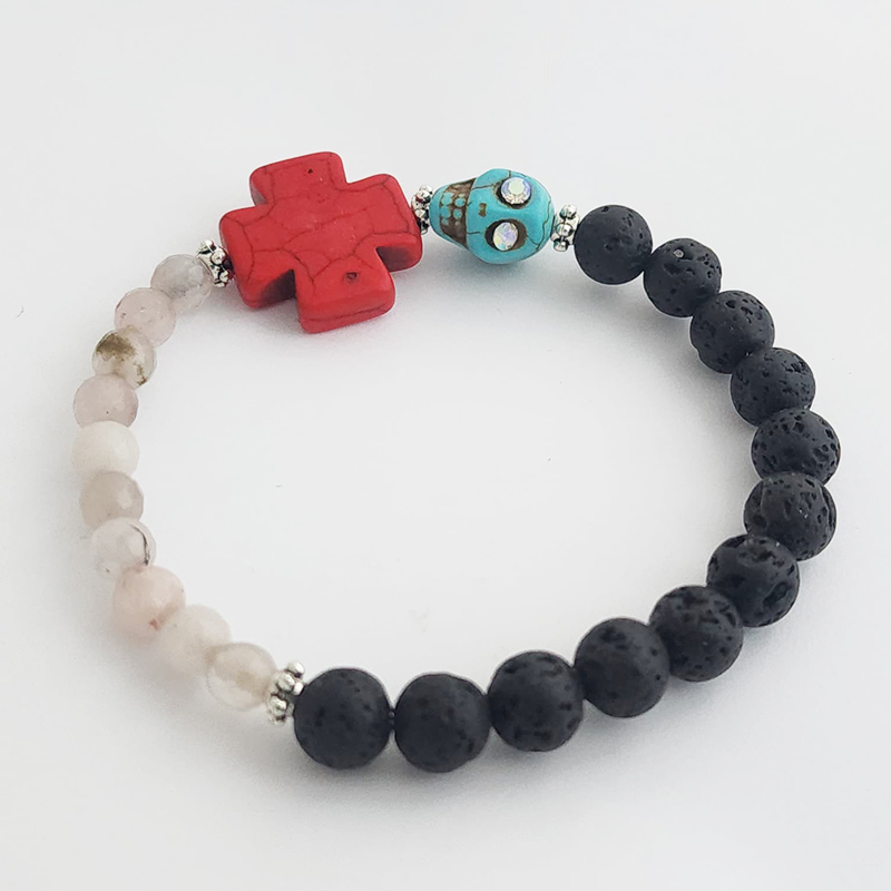 Hand Fired Mount Popo Day-of-the-Dead Semi-precious Stone Bracelet - Image 17