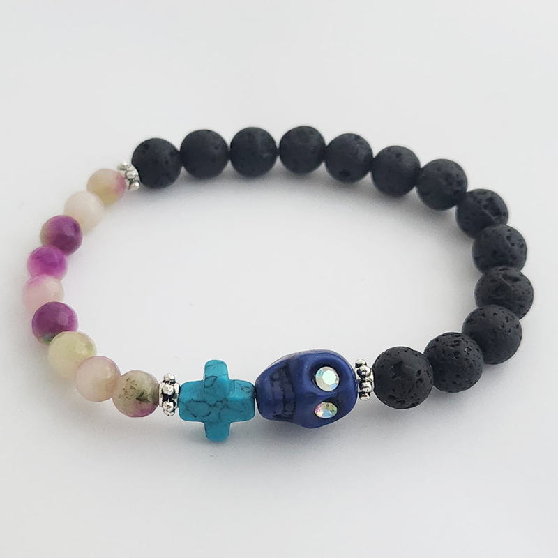 Hand Fired Mount Popo Day-of-the-Dead Semi-precious Stone Bracelet - Image 16