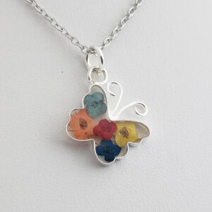 Wildflower Miniature Terrarium Pendants with 18 Inch Silver Chain