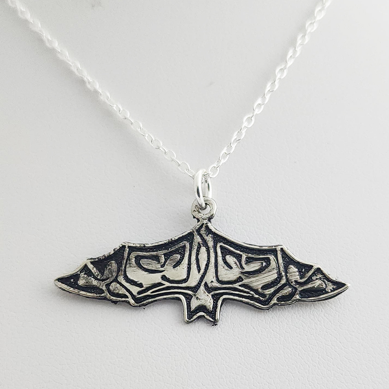Etched Bat Pendant and 18 Inch Chain - Image 12